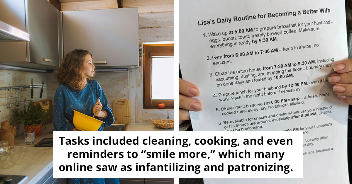 Wife Shares ‘Unhinged’ Chore List Husband Made For Her, And The Internet Explodes