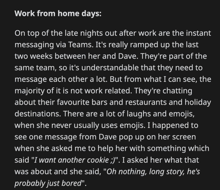 OP also saw a message from Dave that stood out to him. Dave said, 