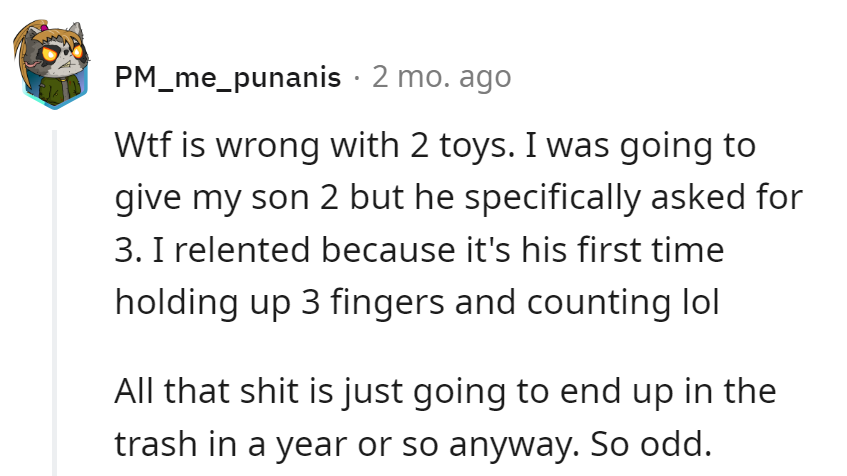Three toys: the magic number for tiny tyrants! Who knew counting could lead to more clutter?