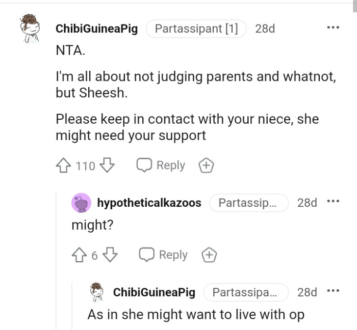 The OP should keep in contact with her niece as she might need her support