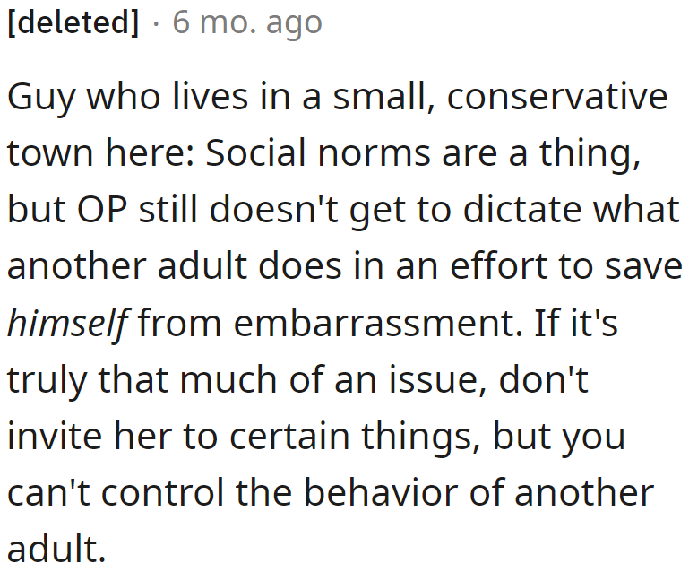 If OP already knew what his sister was wearing, then he shouldn't have invited her on the trip.