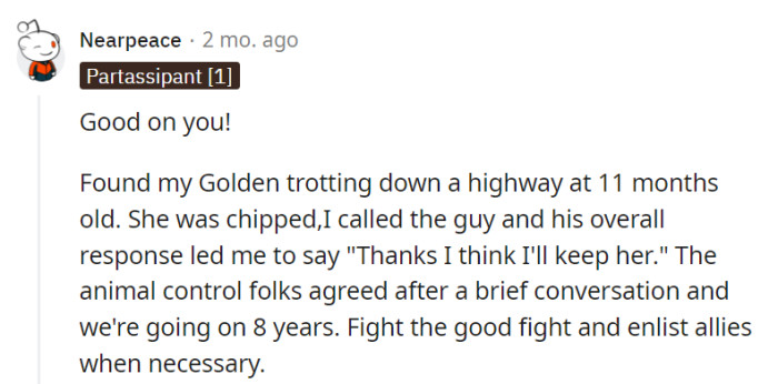 A highway encounter led them to keep their Golden, and enlisting allies in the fight for what's right paid off beautifully.