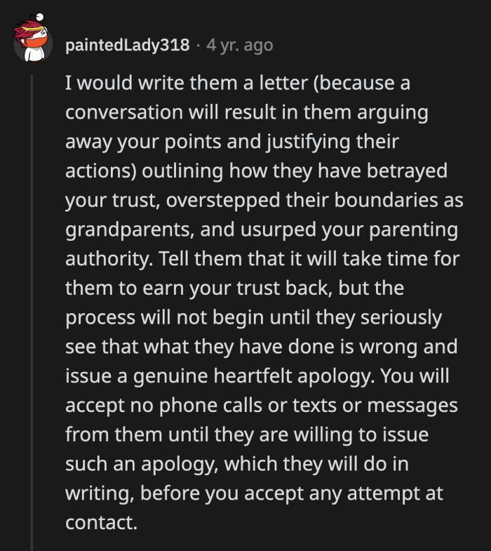 They think they did OP and her boyfriend a favor by baptizing their son for them.