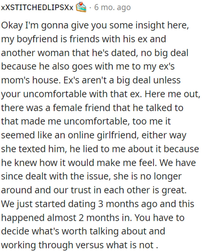 It's important to decide what issues are worth discussing and working through.