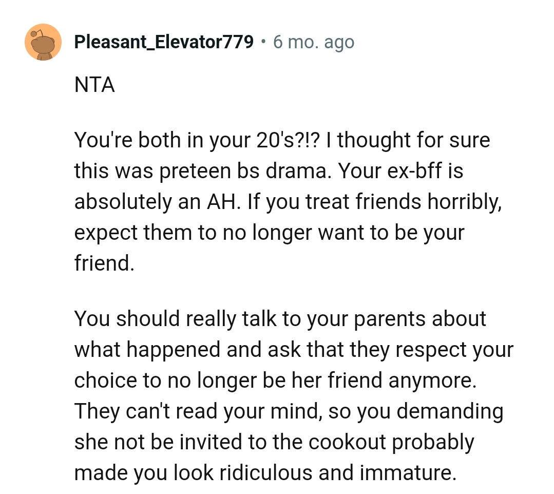 The OP should really talk to her parents about what happened and ask that they respect her choice