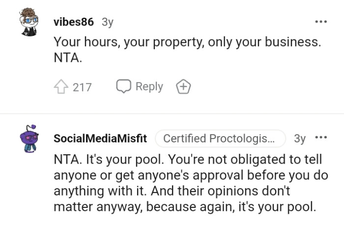 The OP is not obligated to get anyone's approval to remove her pool