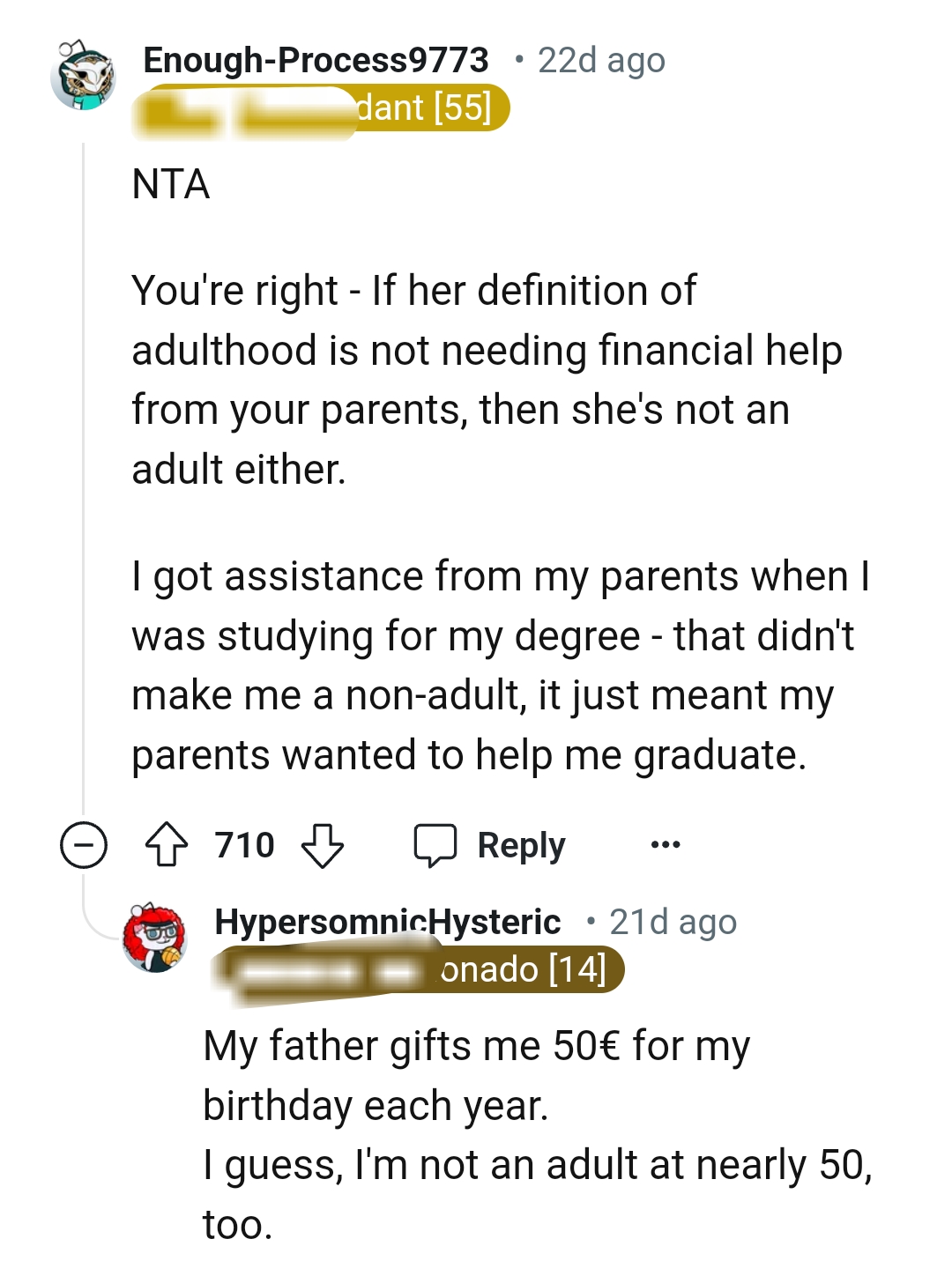 She is not an adult either