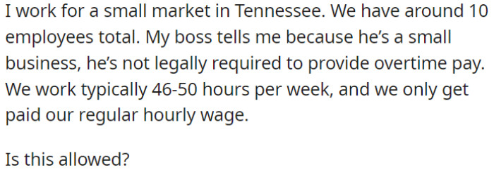 OP is not being paid for the extra hours he works beyond his regular work hours.