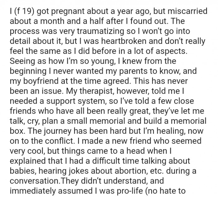 The OP told a few close friends who have all been really great