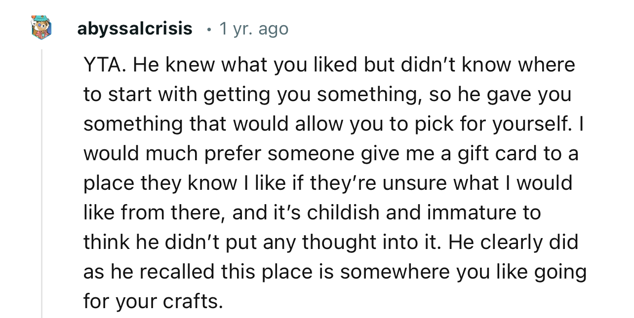 “I Would Much Prefer Someone Give Me a Gift Card to a Place They Know I Like If They’re Unsure What I Would Like from There.”