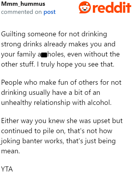 It's not just the OP who's the a-hole; the family members who joined in to tease his niece are also a bunch of jerks, according to this user.