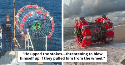Adventurer Banned From The Ocean After Attempting To Cross It In A Human Hamster Wheel