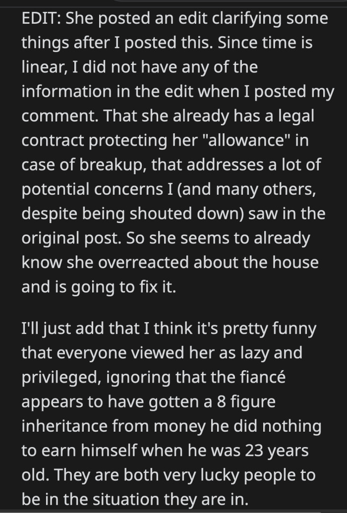 After the edit, they saw that OP is protected even after a breakup but it still doesn't make her a user or a bum