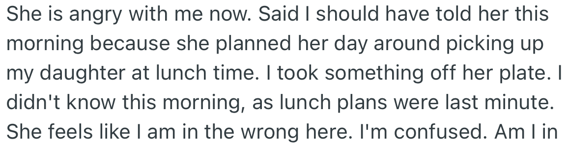 OP’s Wife Got Upset Because Picking Up Her Daughter from School Was Part of Her Plan for the Day; However, OP Felt He Helped Her.