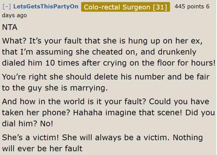 It's definitely not OP's fault that her bride-to-be best friend hasn't moved on from her ex.