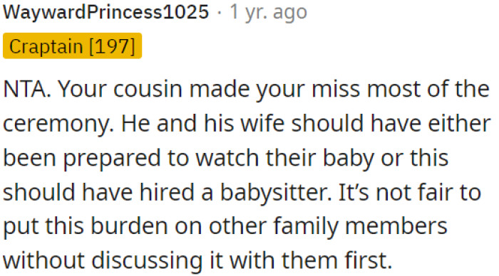 It's unfair to burden other family members without prior discussion.