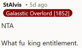 Unwarranted entitlement.