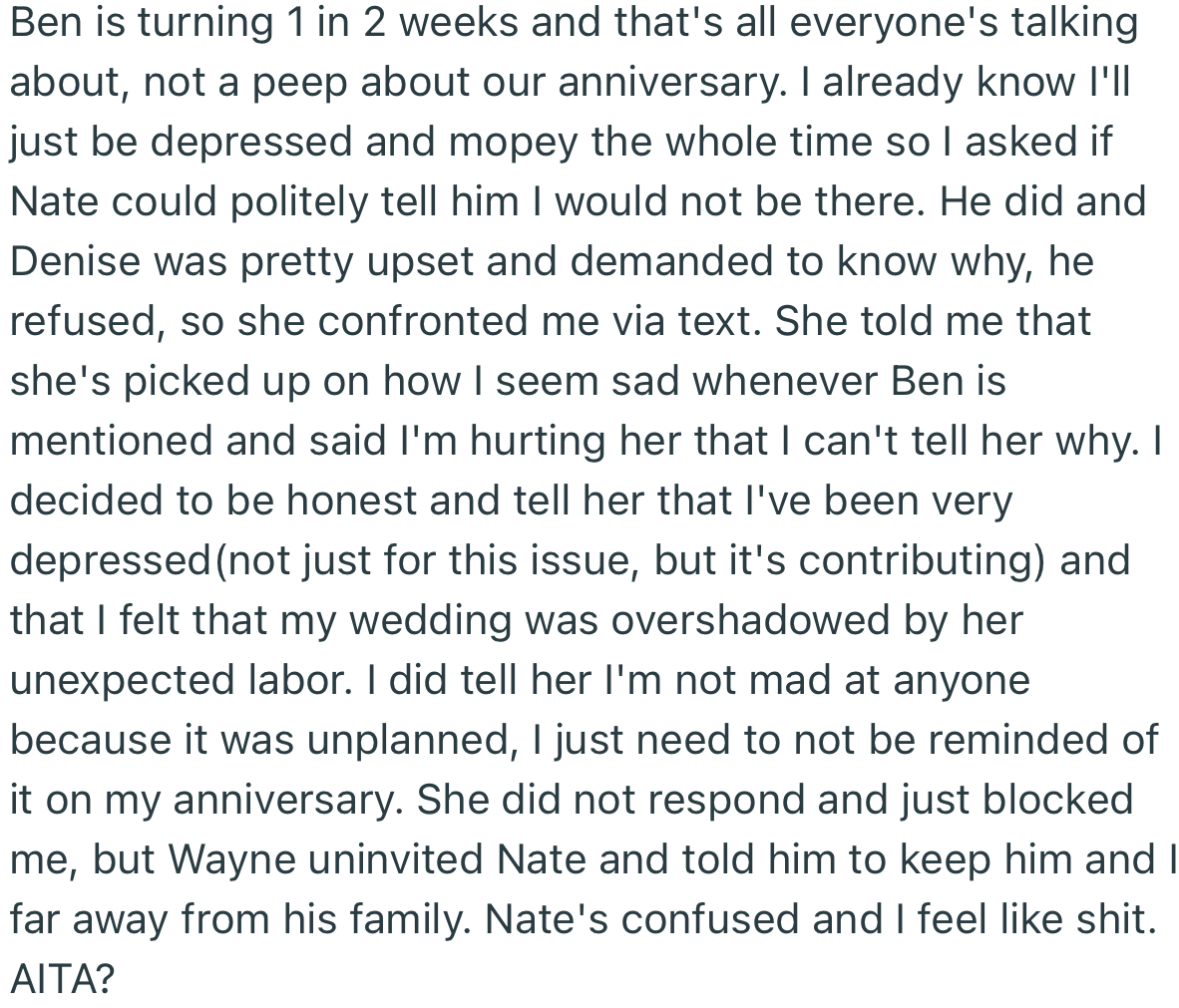 OP finally told SIL how she has been feeling about the baby. This has now caused a rift between both families as SIL and her husband are furious