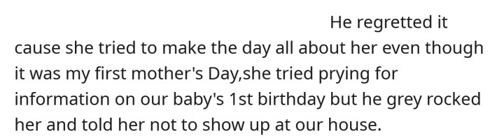 The OP's husband told his mother not to turn up at their daughter's birthday party.