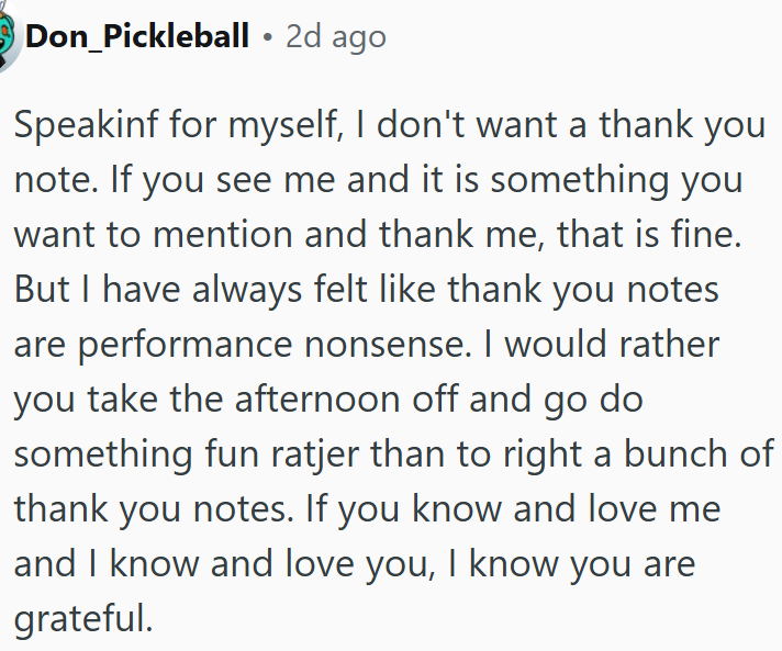 Thank you notes feel like nonsense.