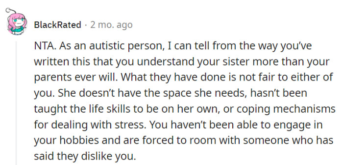 It's like the parents gave them different puzzle pieces, and neither sibling asked to play this game.