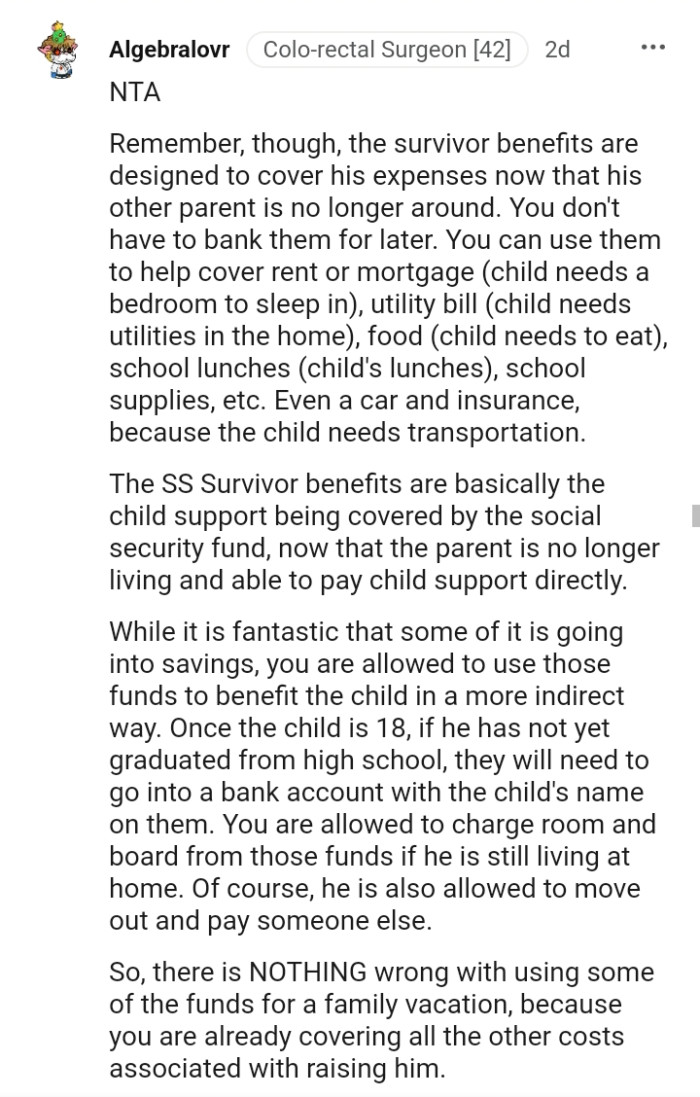 You are allowed to use those funds to benefit the child
