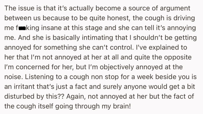 Despite feeling bad for their partner, OP revealed that they’re also irritated by the noise