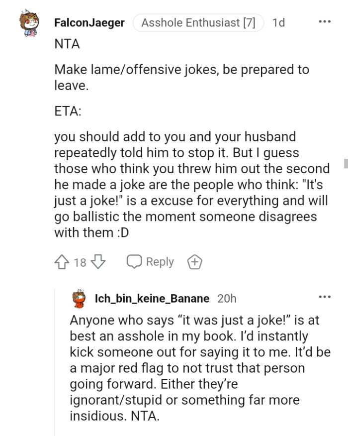 Your husband repeatedly told him to stop