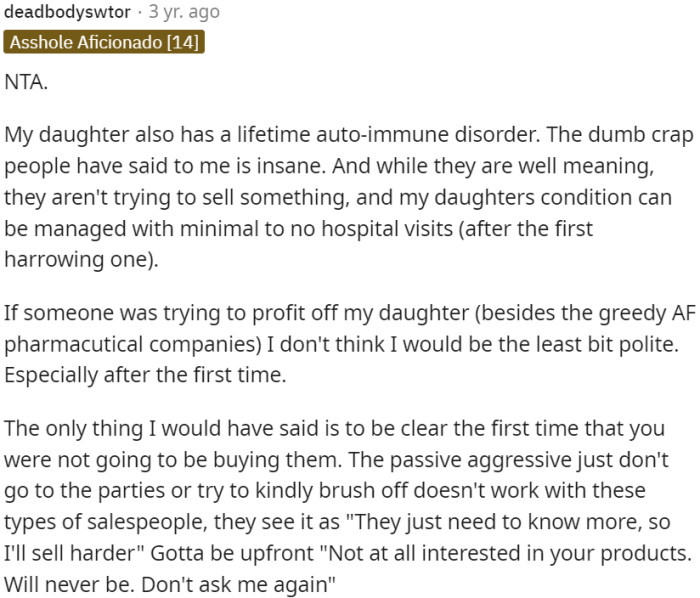 It's best to be clear and upfront with salespeople to avoid any misunderstandings.