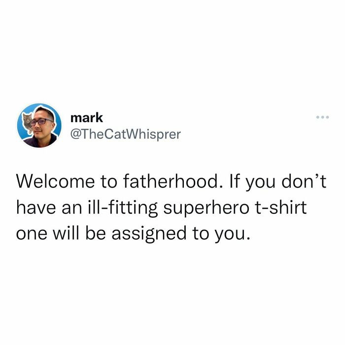 24. The official uniform of dads everywhere is whatever superhero shirt was on sale.