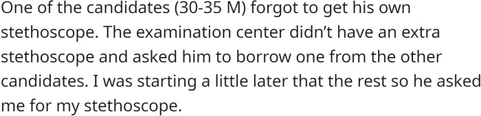OP felt uncomfortable sharing his stethoscope, as he did not want something in his ears that had been in someone else's.