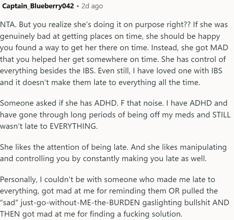 This situation raises questions about control and manipulation in the relationship.