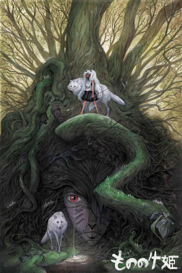 36. Princess Mononoke Watercolor And Colored Pencil Drawing By Tiffany Turrill