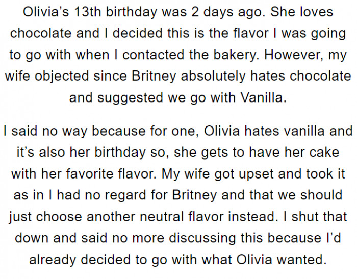 His Daughter Olivia Is an Introverted Teen; She Had a Birthday Coming Up, and He Wanted to Get Her a Chocolate Cake Because It Is Her Favorite