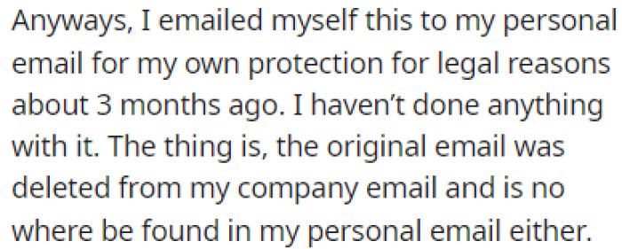 OP emailed this to themselves to keep it for their own protection