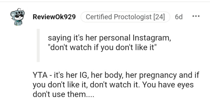 It's her Instagram page and it's her body