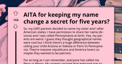 AITA For Secretly Changing My Name From Pennsylvania To Penelope