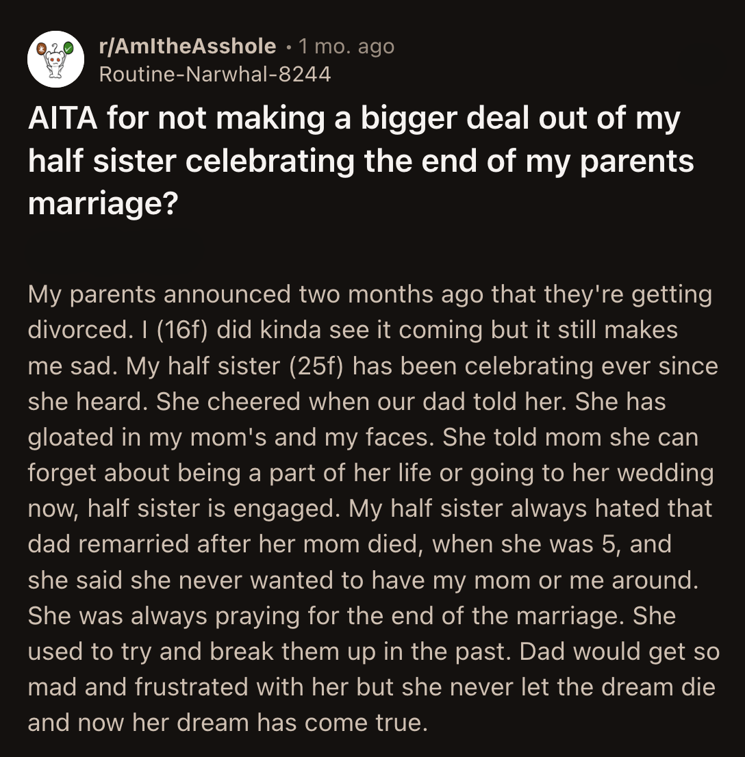 OP said she expected her sister to celebrate. She pointed out that others did as well based on the supportive comments that peppered her sister's post.