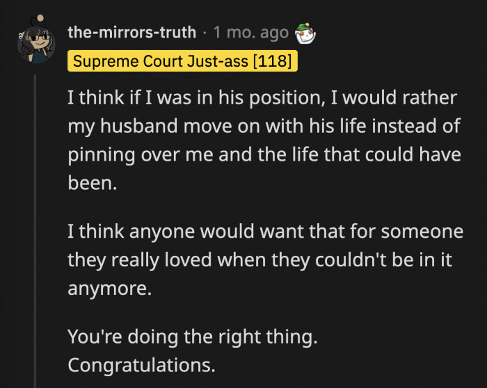The guilt will pop up every now and then for OP, but she just has to allow it. The feelings will eventually subside as long as she remembers that she didn't do anything wrong.