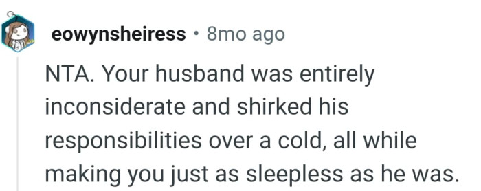 OP's husband was being inconsiderate