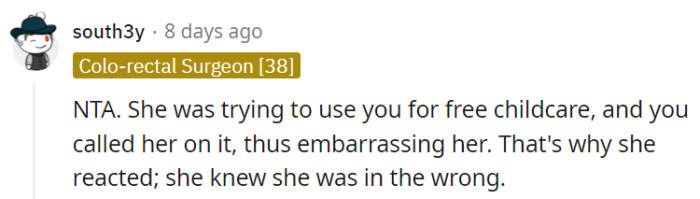 OP standing her ground was the right move!