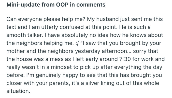 OP’s husband is trying his best to salvage what’s left of their marriage with an interesting text