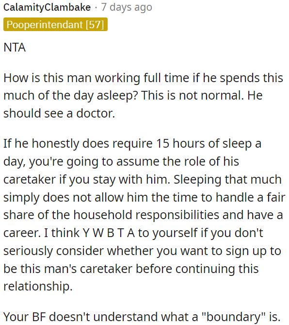 OP's boyfriend doesn't seem to understand boundaries.