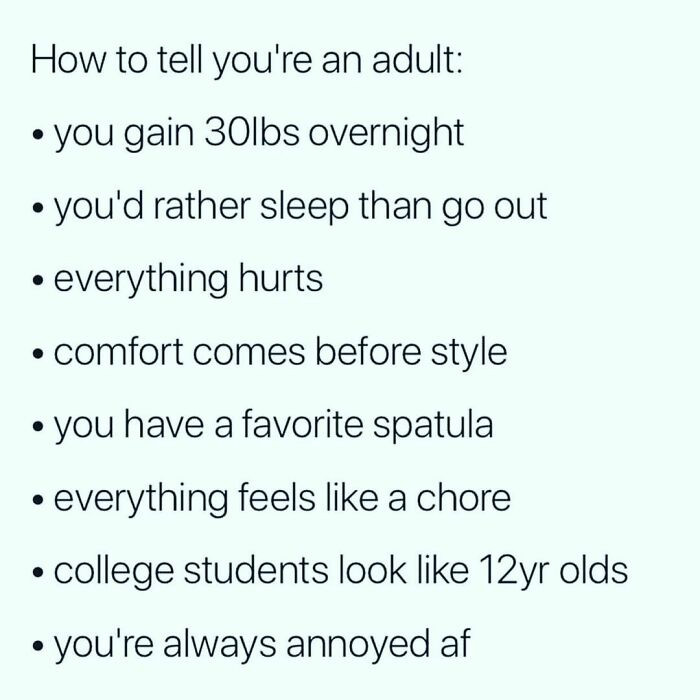 20. How to tell you're an adult