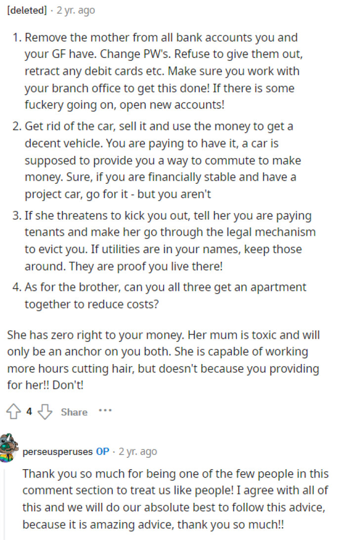 This person gave some really awesome advice to OP, and we hope that he takes it seriously because it's so important to know where they stand and what they can do in this situation.