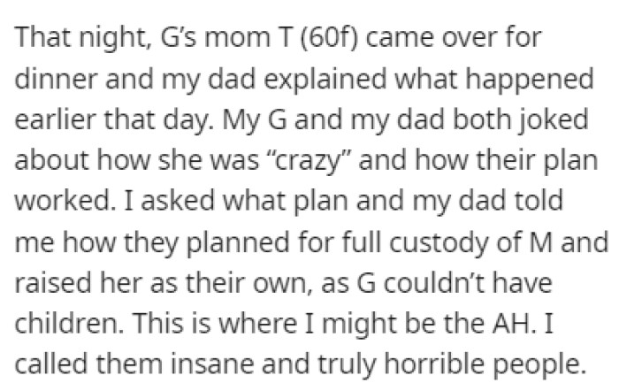 It Turned Out That All of This Was Part of a Big Plan to Gain Full Custody of M