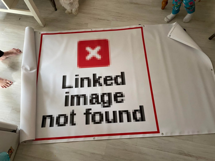 39. My wife just got this huge banner for work. Perfect.