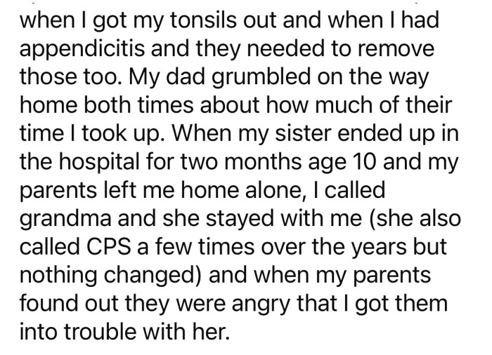 OP previously even called Child Protective Services on her parents.