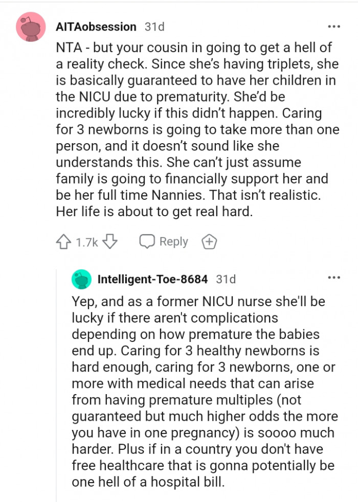 She can't assume the family will financially support her