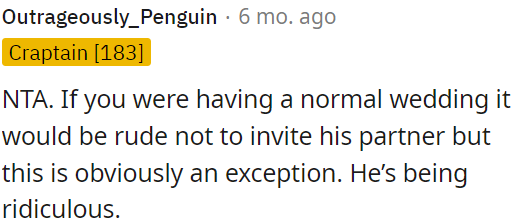 He's being unreasonable.